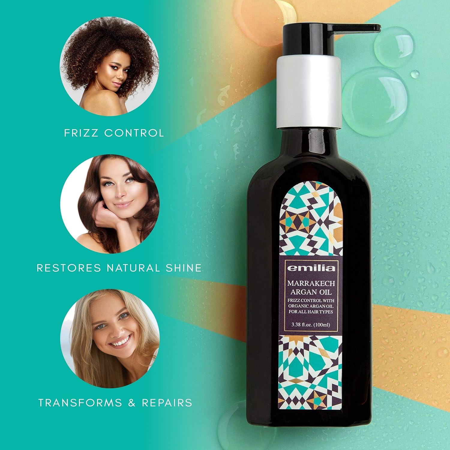 Buy Emilia Marrakech Pure Argan Oil Best Hair Treatment Oil Serum Transforms Repairs All Hair Types Tame Frizzy Dry Or Damaged Hair Restore Hydration Shine And