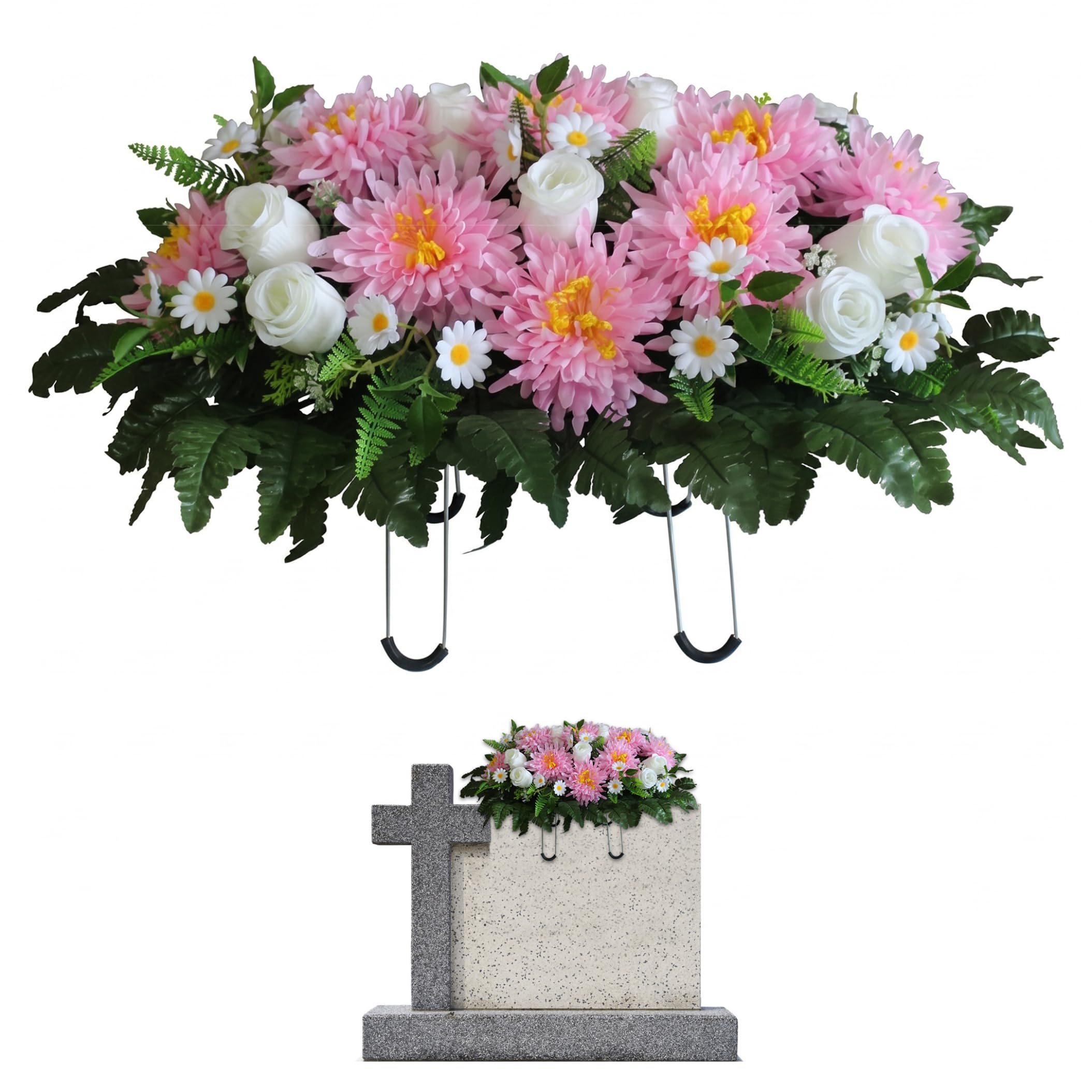 Crisantemos artificiales para cementerio y centro de flores de tumba
