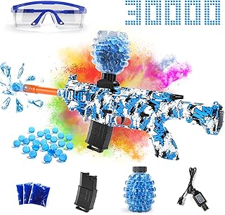 SNAEN Rechargeable Electric Automatic Gel Ball Blaster for Kids, 2 Modes Splatter Ball Blaster with 30000+ Water Beads, Safety Goggles, Outdoor Activities and Shooting Team Game for Boys and Girls