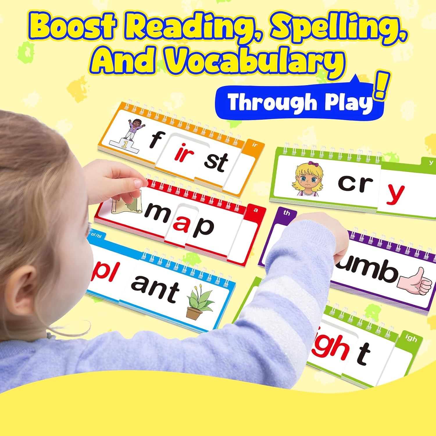 40 Read and Rhyme Flip Books,Phonics Word Family Build Book Learn to Read Phonics Flash Cards,Sight Words Flash Cards Kindergarten Reading Books,Flip Book Word Games for Preschool Learning Activities - Image 3