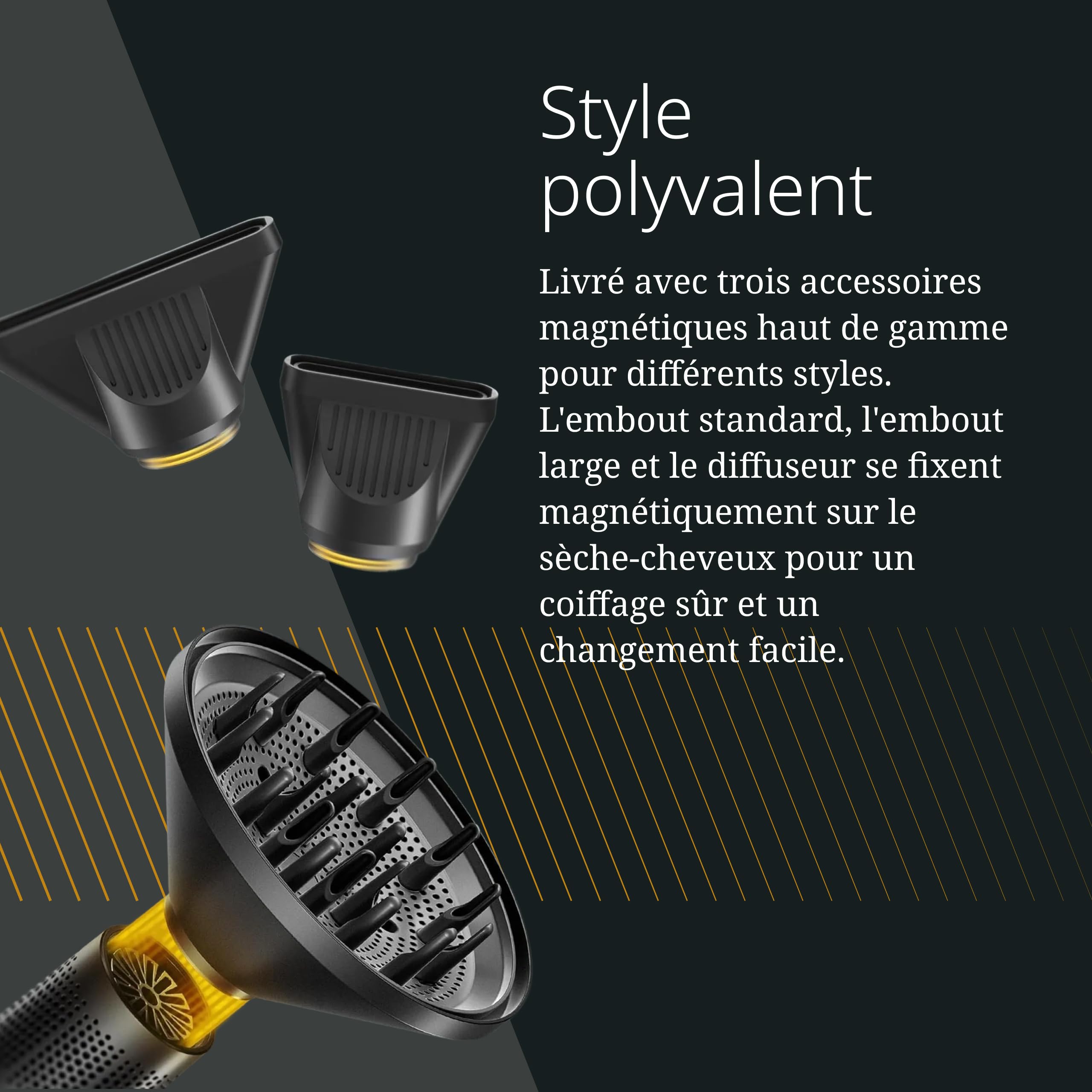 Wahl Vanquish - Sèche-cheveux professionnel - Séchage rapide - Avec embouts magnétiques et diffuseur - Noir