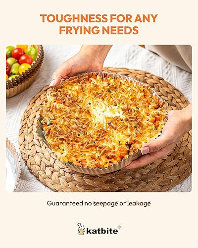 Miniatura 5 de Katbite 80 forros para freidora de aire, forros de papel desechables de 8 pulgadas, accesorios de aluminio antiadherentes, sartén para horno a