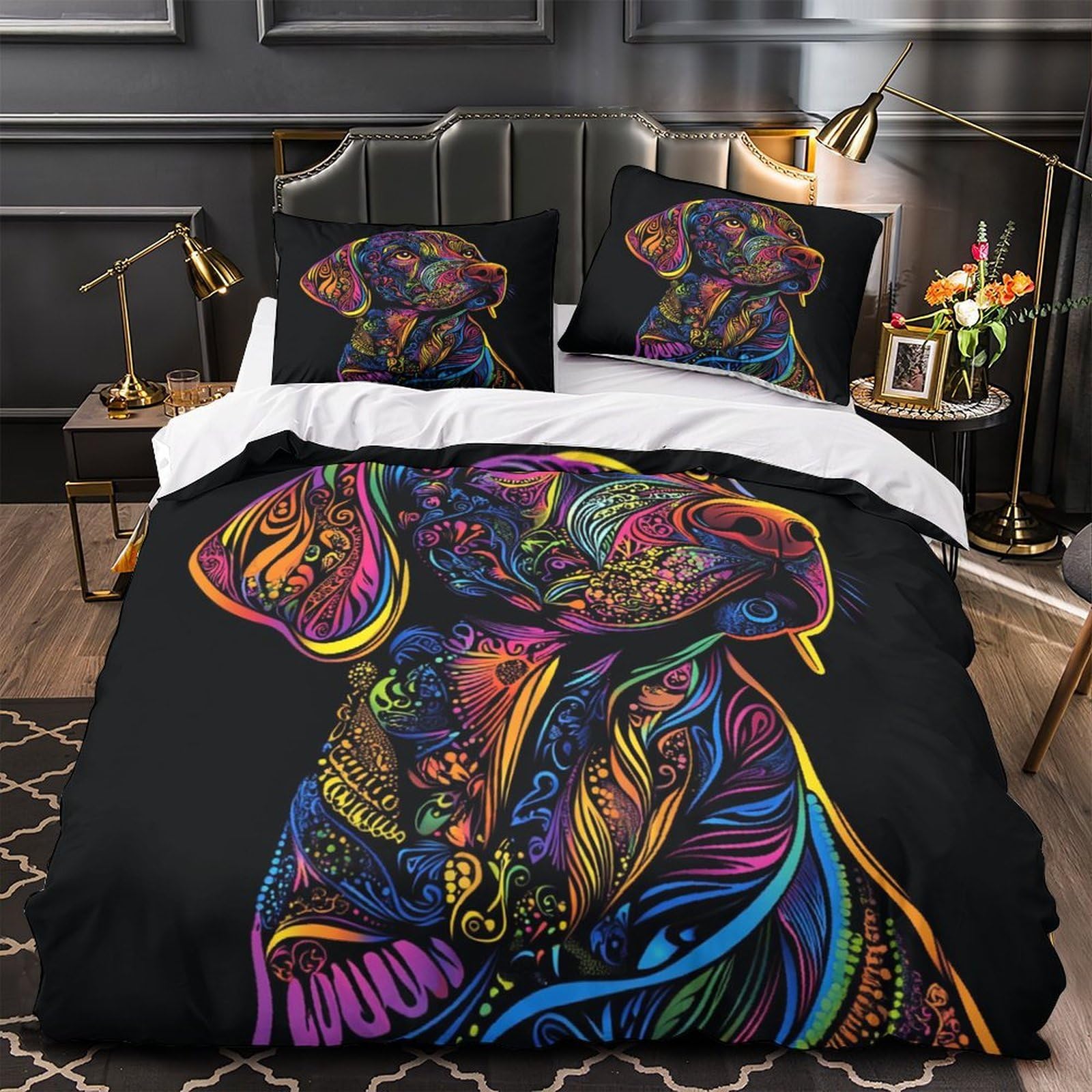 Housse de couette 3 pièces avec taies d'oreiller lit Super King 260x220