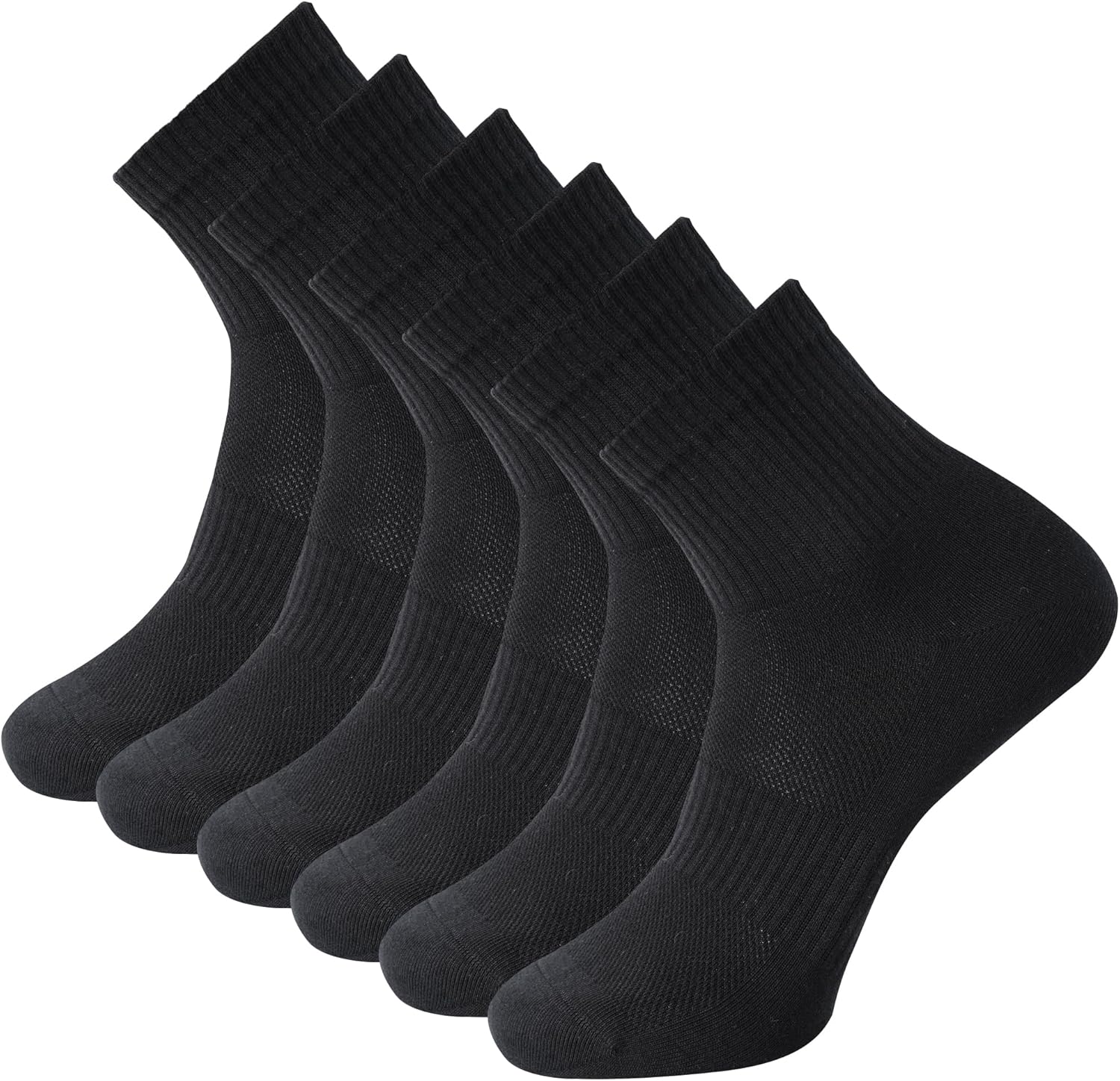 Mens Anti Odor Blister Proof Seamless Breathable Cotton Thin Quarter Crew/Ankle Daily Socks, Size 7-11