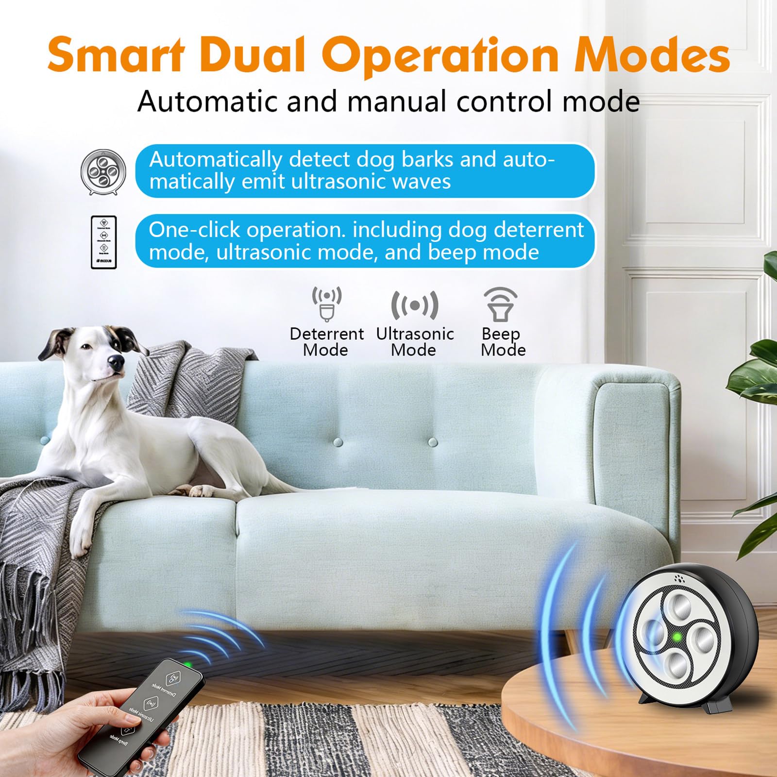 2026 Anti Aboiement Chien Ultrason Puissant Télécommande, Anti Aboiement Chien 3 Portées, Boitier Chien de 21m, Étanche IP65 Rechargeable, Automatique Boitier Ultrason intérieurs et Extérieurs