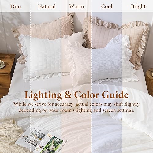 Miniatura 8 de JOLLYVOGUE King Size Comforter Set, White Seersucker 3 Pieces Comforters King Size, Lightweight & Fluffy Bedding Sets King for All Season with 1