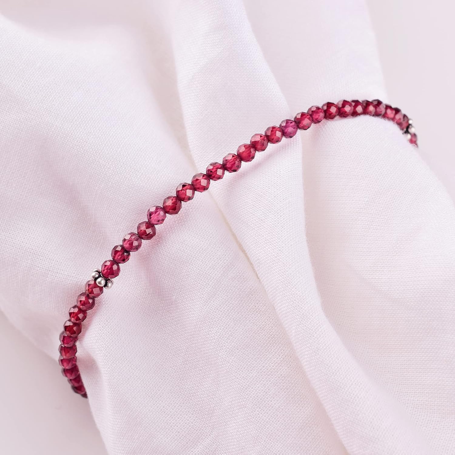 Natural Red Garnet Beaded Adjustable Bracelet Gifts For Women 925 Sterling Silver Statement Jewelry Birthstone Christmas Gift - Image 4