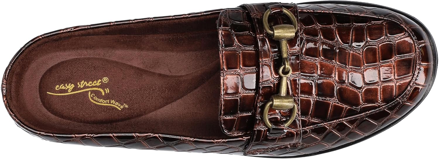 Easy Street レディース Nell バレエフラット, ブラウンクロコ, 7.5 X-Wide