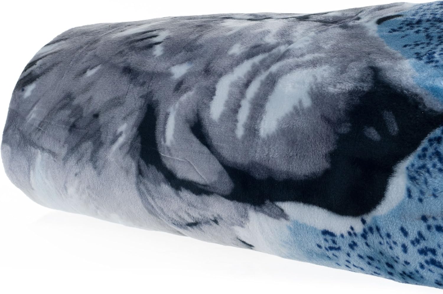 Lavish Home Wolf Blanket - 74x91-inch Printed Winter Wolf Blanket - Plush Thick 7.5lb Faux Mink Queen Throw for Couch, Sofa, or Bed - New/Blue and White