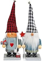 Vista 1 de FUNPENY Cascanueces decorativos de Navidad de 11 pulgadas, 2 juegos hechos a mano de gnomo de madera de peluche escandinavo sueco, regalo