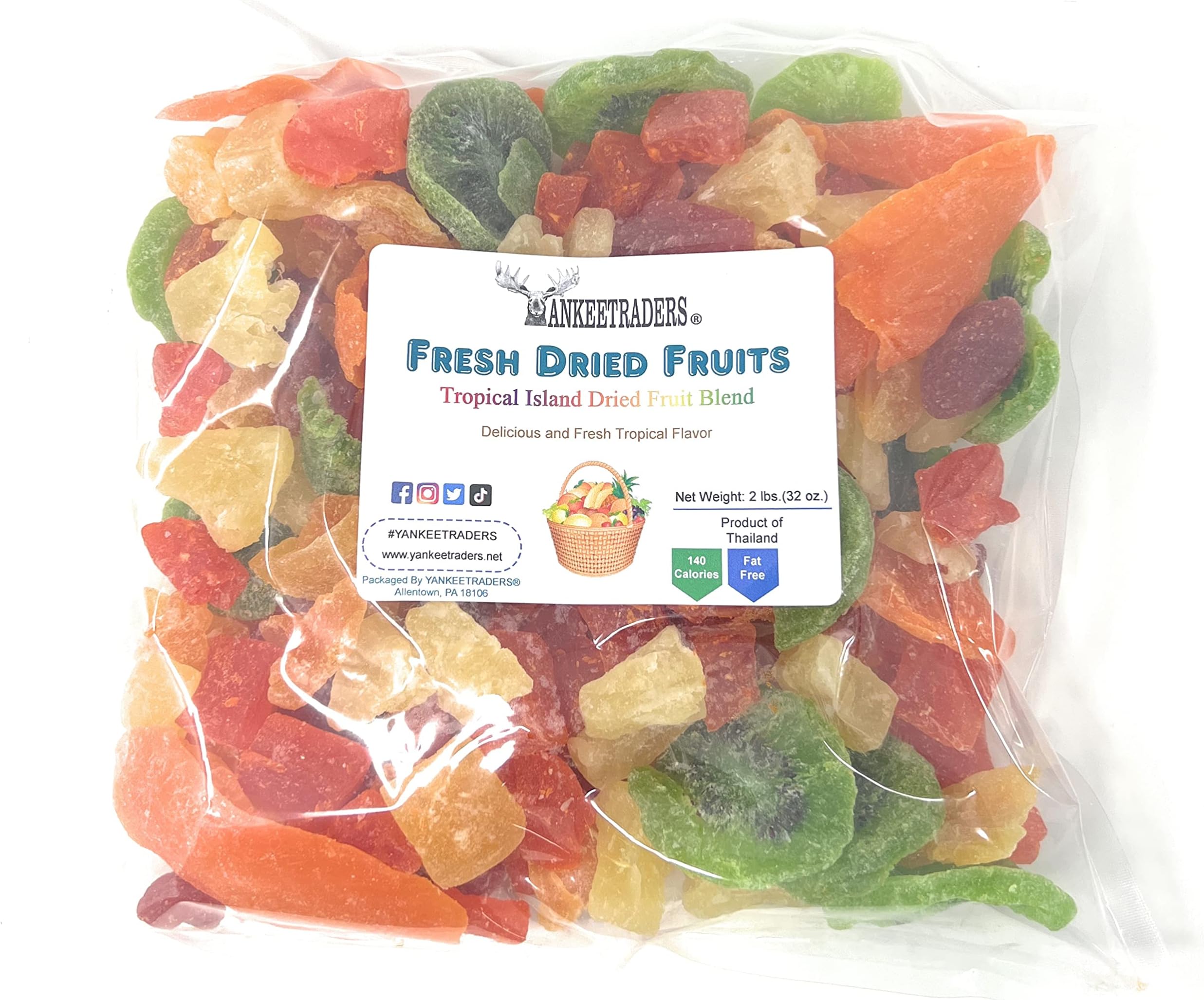 YANKEETRADERS Yankee Traders Brand Tropical Island Dried Fruit Blend Mix, 2 Pound