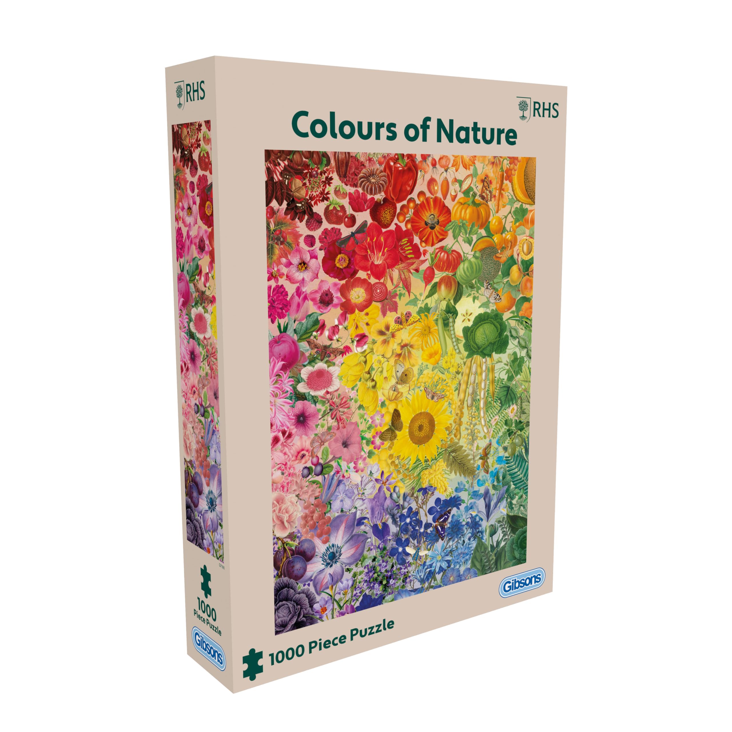 Gibsons RHS Colours of Nature 1000 Piece Jigsaw Puzzle for Adults – Vibrant Gradient Montage of Flowers and Plants for Garden Lovers – Sustainably Made in the UK/EU — image 1