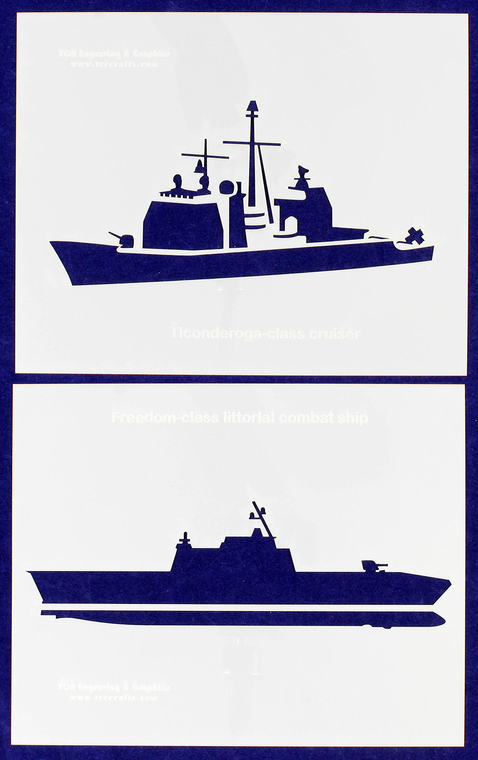 TCR Templates U.S. Navy Ships-Combat-Cruiser- 2 Piece Stencil Set 14 Mil 8" X 10" Painting /Crafts/ Templates
