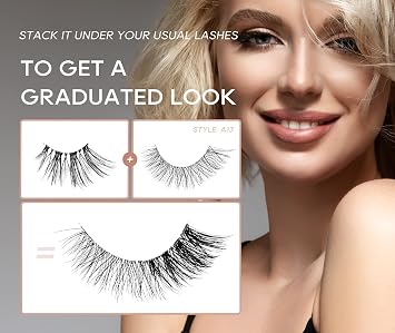 Onlyall Natural Lashes Half Lashes Natural Look False Wispy Eyelashes Clear Band Lashes Pack 3D Faux Mink Lashes 7 Pairs C03