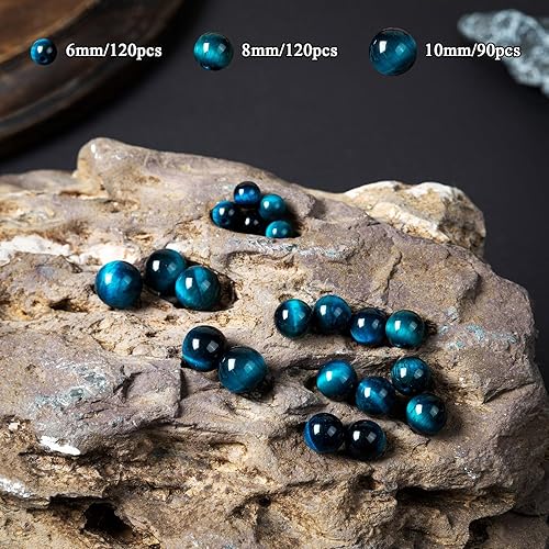 Miniatura 4 de MIRGREE 120pcs 8mm Natural Gemstone Round Smooth Spacer Loose Stone Beads for Jewelry Making,Link Bracelets,Necklaces,Strand with Crystal Stretch