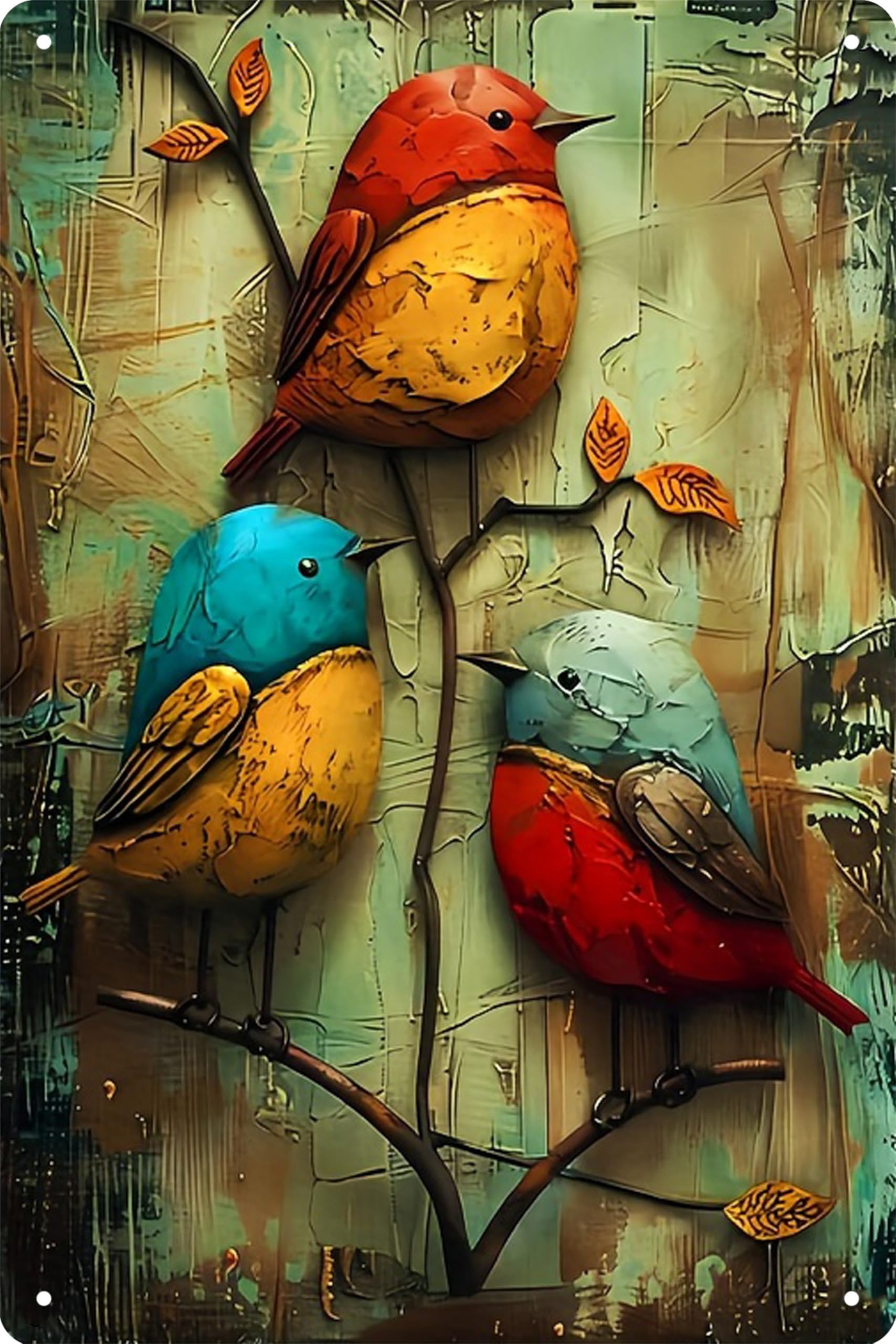Formeyart Bird-7 Retro Bird Tin Sign,Featuring Seasonal Birds Metal Sign,Suitable For Chinese-Style Wall Decor,Metal Poster For Cafe,Office,Classroom,Studies,Living Room,And Restaurant,8X12 Inches (Bird-7)