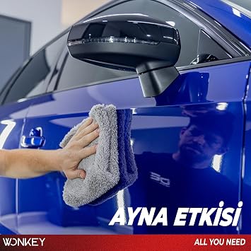 WONKEY - Pasta Cila Parlatma Bezi, Mikrofiber Peluş Oto Araba Temizlik Cilalama Bezi, Kenarsız Kesim Araba Detaylandırma Havlusu, Polish ve Seramik Kaplama İçin Kenarsız Havlu - 2'li Paket