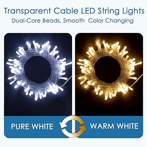 Miniatura 2 de GHJ - Cadena de luces LED con control remoto a pilas, resistente a la lluvia, luces de hadas cambiantes de color para árbol de Navidad, fiesta