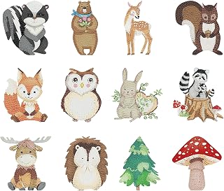 12 Pack Woodland Animal Tabletop Diamond Art Painting Kit, Desktop Ornaments for Adults DIY Rhinestone Table Decorations, Diamond Desk Placement Ornament for Adult Beginner Gem Painting Craft Kit Gift