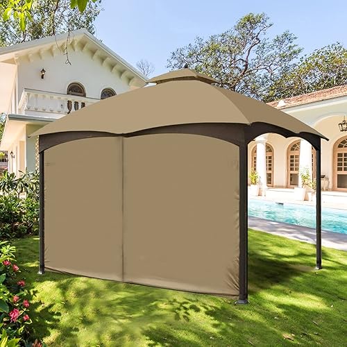 Vista 8 de Wonwon - Cortina universal de privacidad de repuesto, panel de privacidad Wonwon para pared lateral con cremallera para kiosco de 10 x 10 pies Caqui