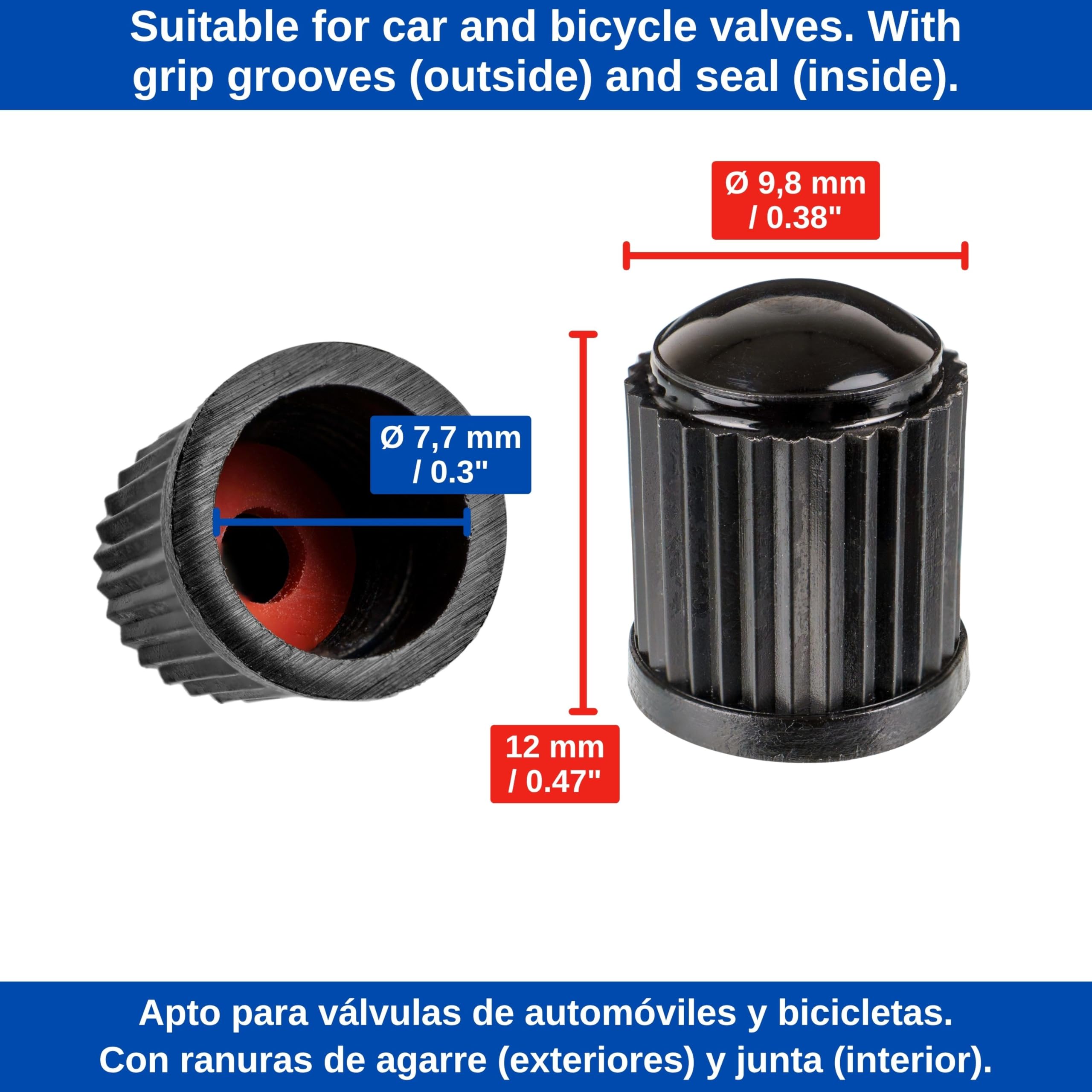 Tappo Valvola in ABS, 16 pezzi, in Nero, tappi copripolvere con guarnizione per valvole auto, moto, rimorchi e biciclette, tappi per auto gomme, tappino bici, cappuccio valvola, tappi pneumatici auto