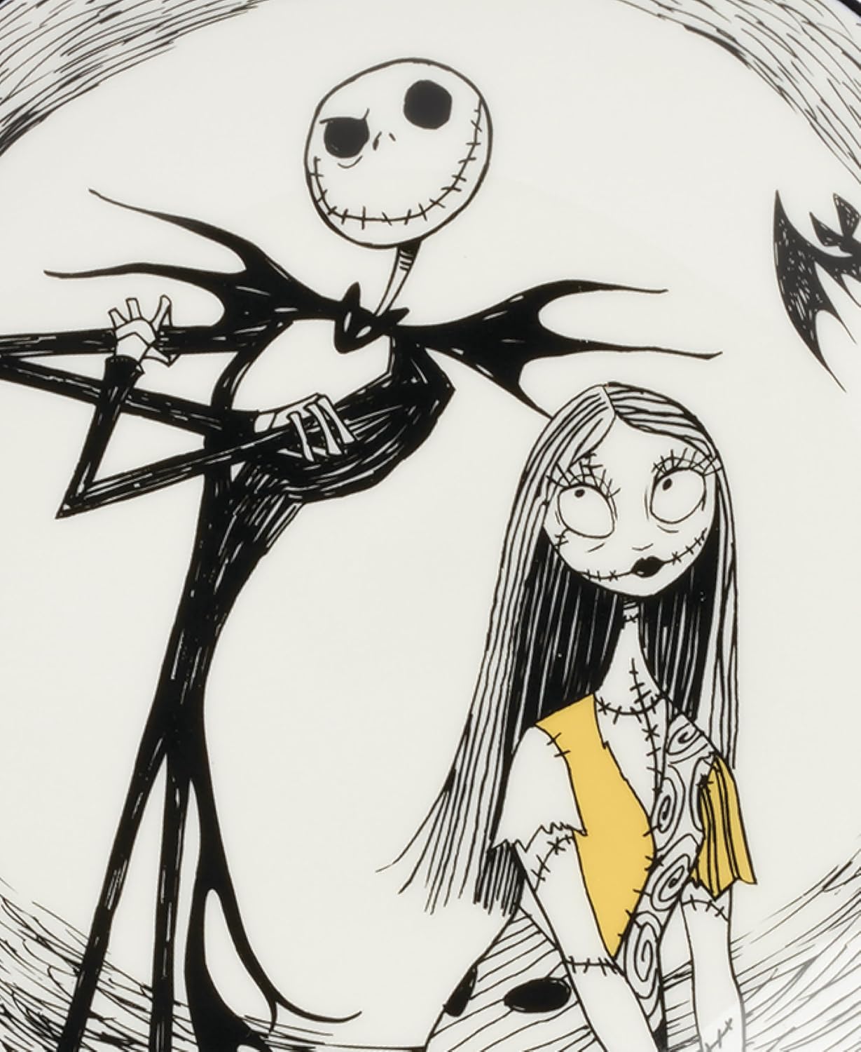 Lenox Dinnerware Set, Nightmare Before Christmas Accent Plates Set For 4, Jack Skellington, Halloween Decor Indoor, Porcelain, Dishwasher Safe, Microwave Safe, Halloween Dishes (White/Black, 4 Pieces)