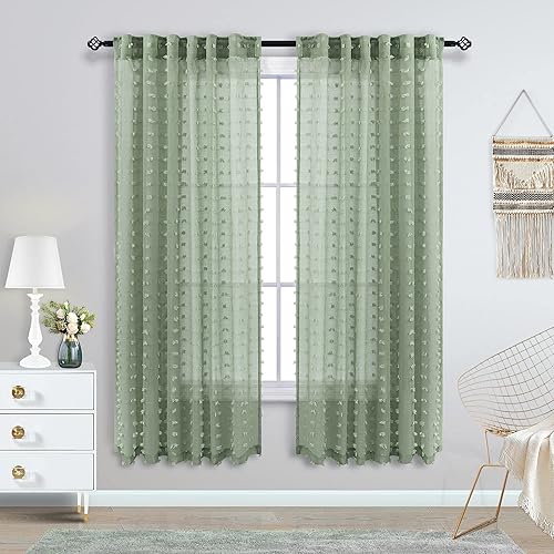 Miniatura 23 de KOUFALL Cortinas de Navidad verde esmeralda oscuro para sala de estar, Cortinas Navideñas para la Sala de Navidad, cortina transparente texturizada