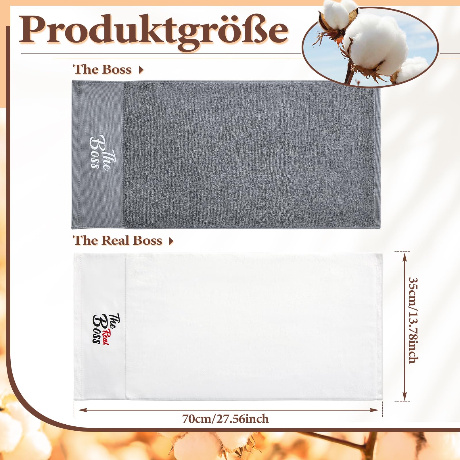 2 Pezzi Asciugamano Regali Per Coppia 35 x 70 cm Regalo Di Natale Per Partner Asciugamano The Boss & The Real Boss Regalo Di Anniversario Di Nozze Per Coppie Per Gli Sposi Bianco Grigio