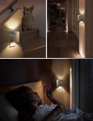 Miniatura 5 de LOHAS - 4 luces nocturnas enchufables, luz nocturna moderna con sensor de luz, 0-100 lúmenes, blanco suave 3000 K, luces nocturnas regulables con