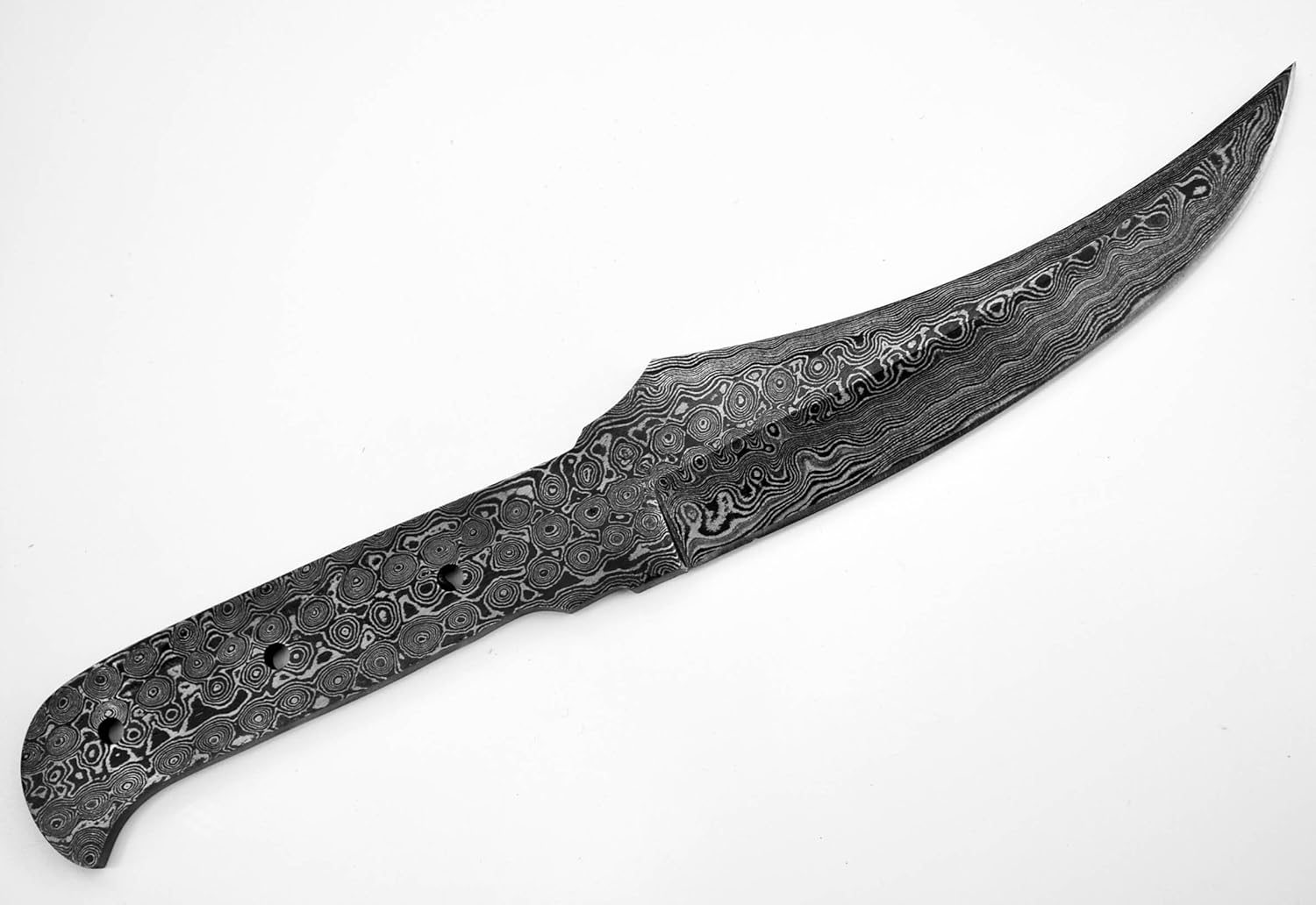 Upswept Damascus Curved Skinning Hunting Large Long Knife Blank Blanks Knives