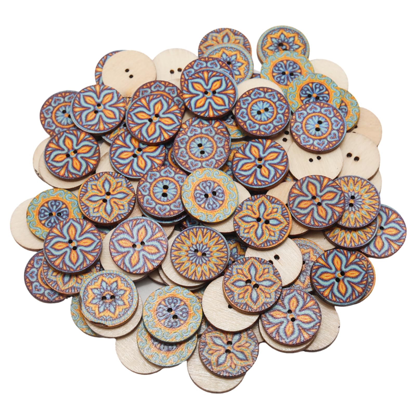 Vintage Wood Buttons - 100pcs Bulk Assorted -1
