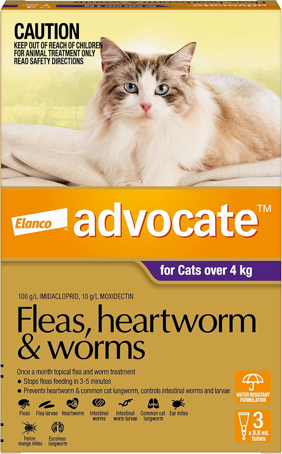Advocate Cat, Monthly SpotOn Protection from Fleas, Heartworm & Worms, Three Pack Flea