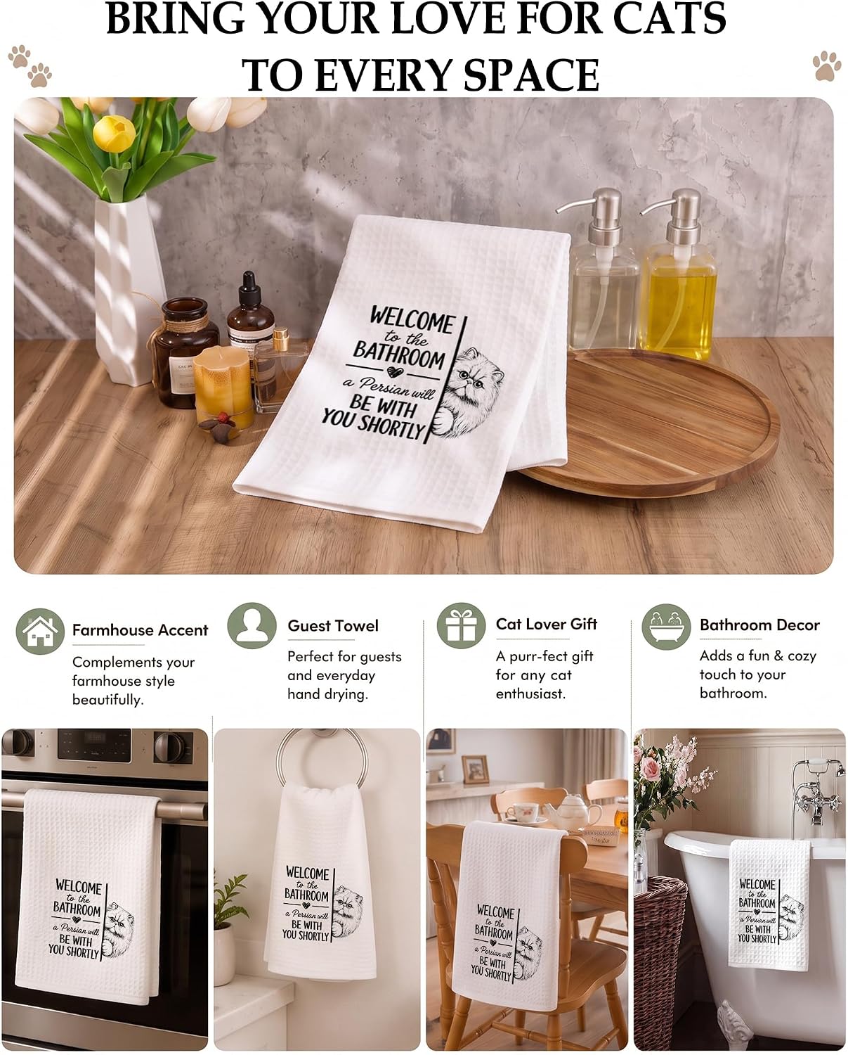 Persian Bathroom Hand Towel, Towel Gifts for Pet Lovers image 5