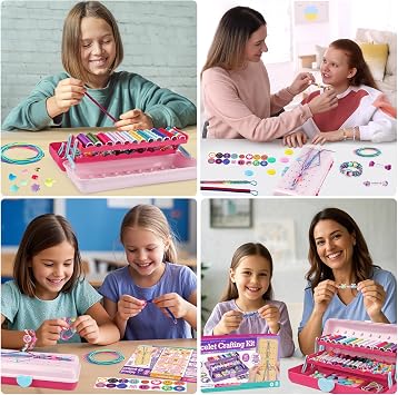 TingingYuli Friendship Bracelet Making Kit for Girls 6-12 with Storage Box | Make your own bracelets: DIY string & bead jewellery making kit, 20+ designs; ABS; screen-free birthday & Christmas gift