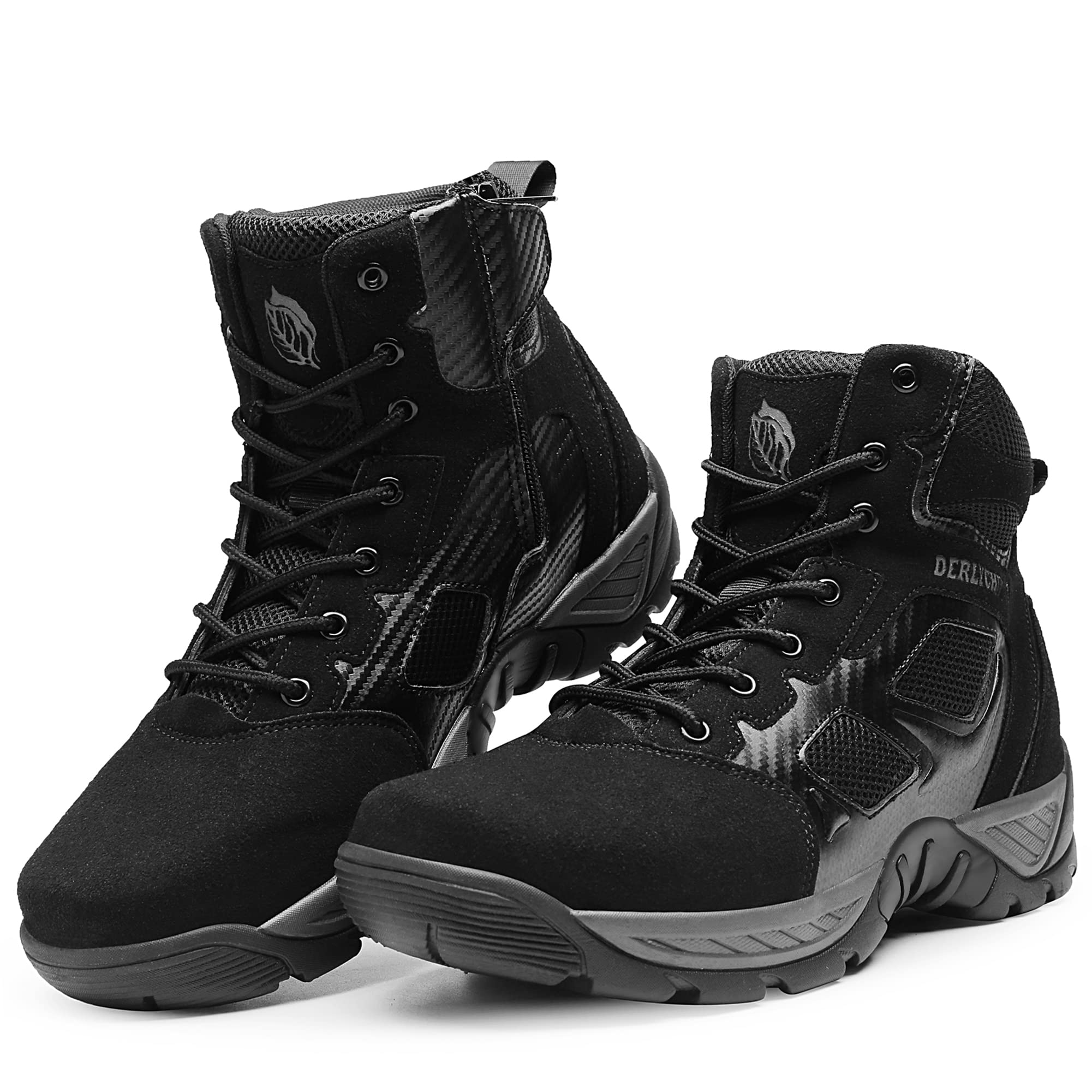 Derlychugmens Military Tactical Work Boots Side Zipper Hiking