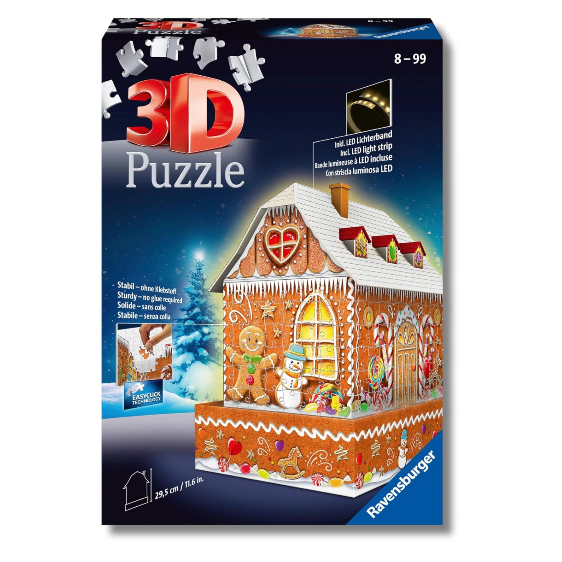 Ravensburger - Puzzle 3D Casa de Jengibre LED 257 Piezas, +8 años