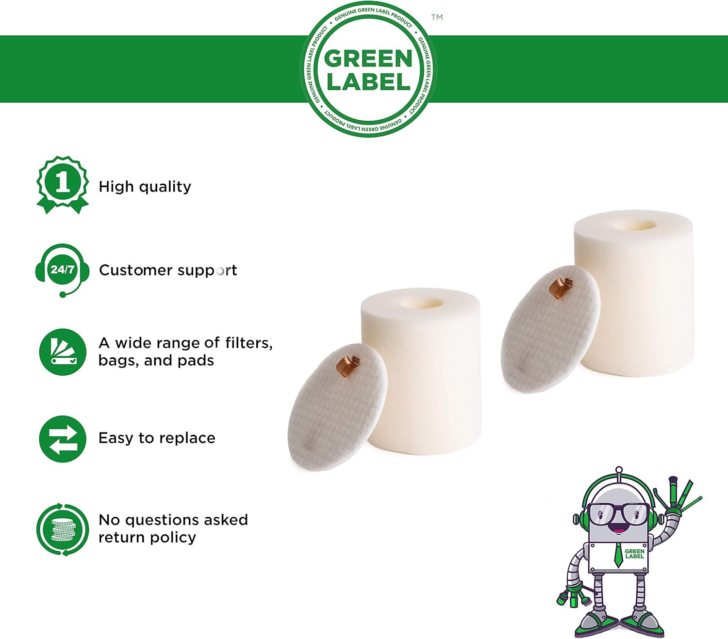 One-Day Sale: Up to 60% Off Green Label 2 Pack Replacement Foam and Felt Filter Kit XFF500 for Shark Rotator Pro Lift-Away Vacuum Cleaners. Fits: NV500, NV501, NV502 and More