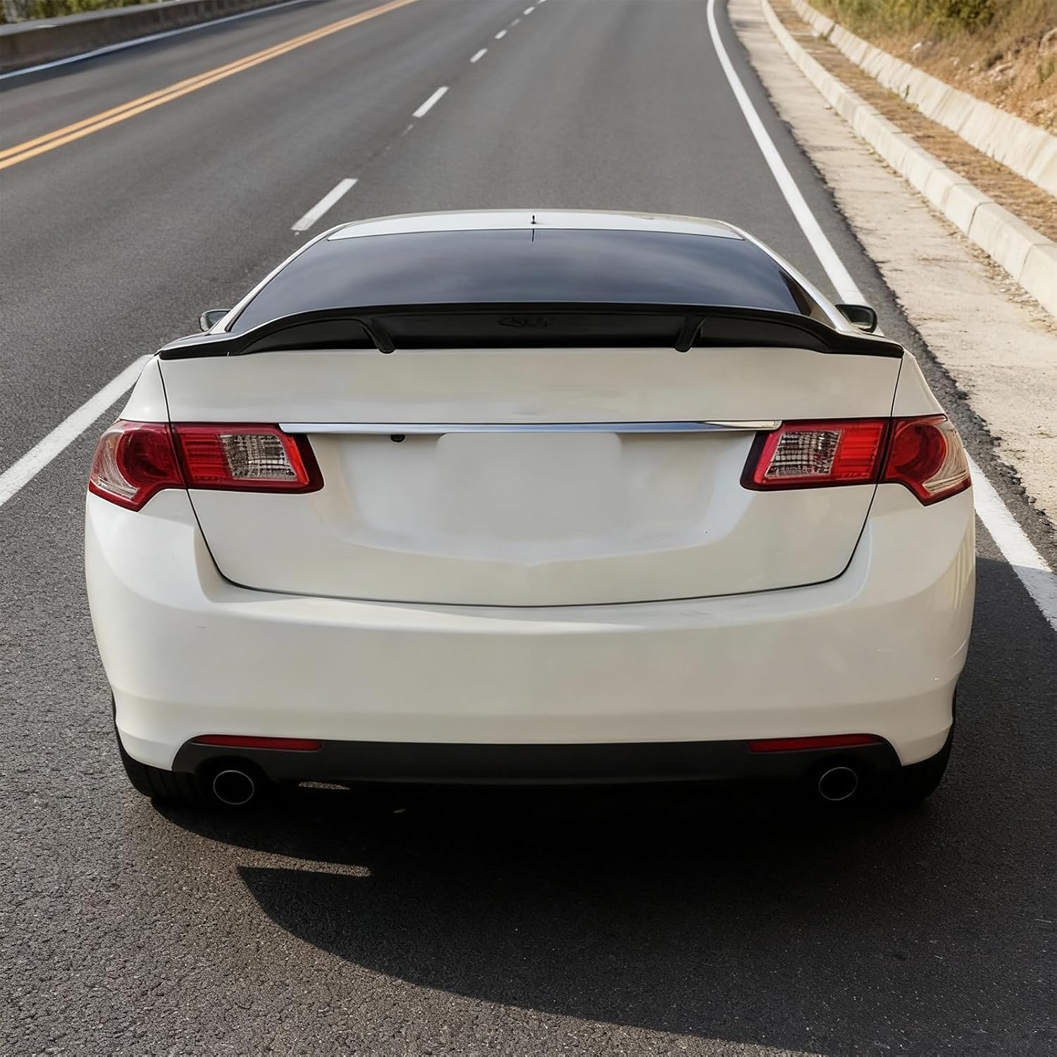 FREEMOTOR802 Compatible with 2009-2014 Acura TSX Sedan, Rear Duckbill Trunk Spoiler Deck Lid Spoiler, R Style Gloss Black ABS High Kick Tail Lip Wing Add-on Exterior Parts