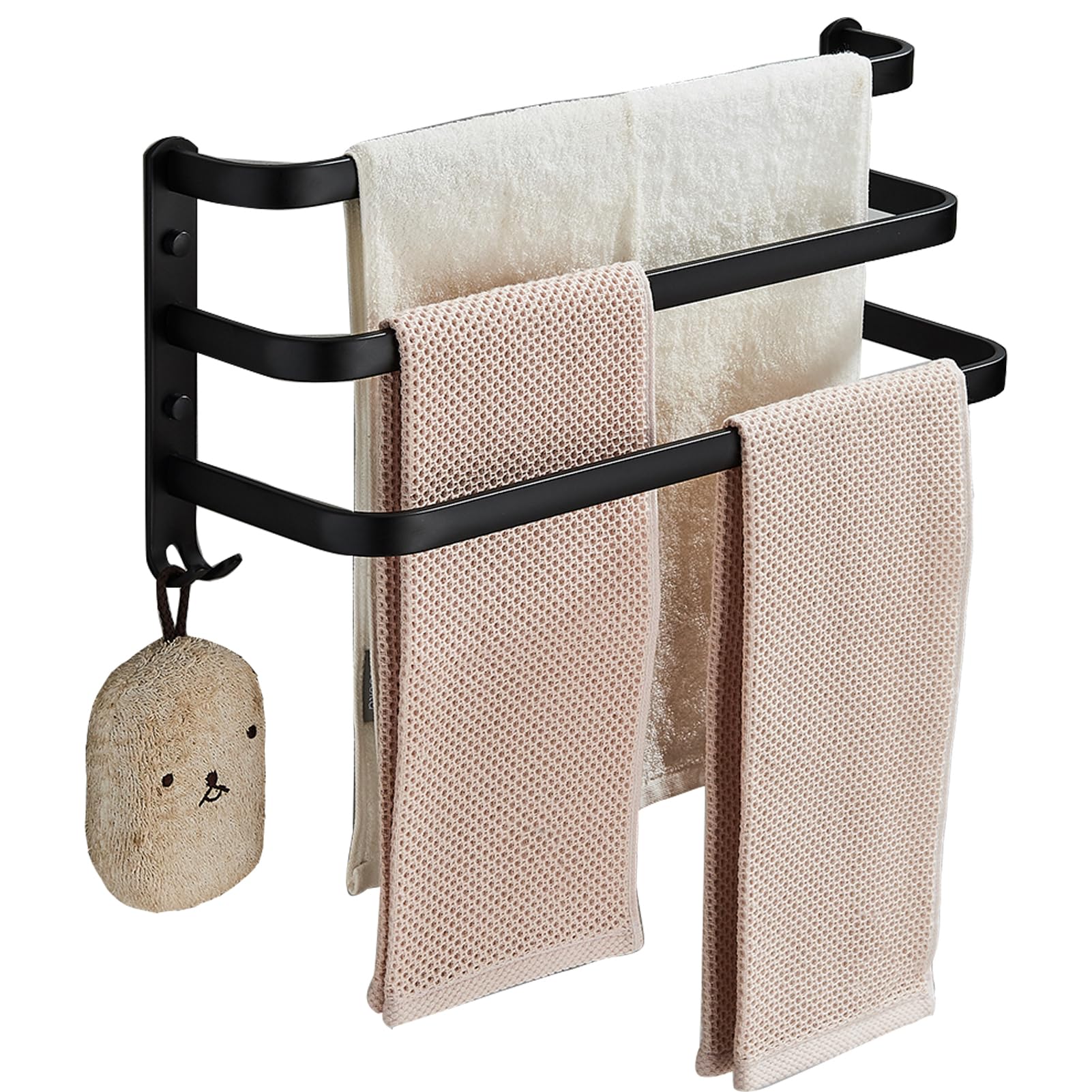 Porte-serviettes mural pour salle de bain et cuisine avec barres de douche et crochets