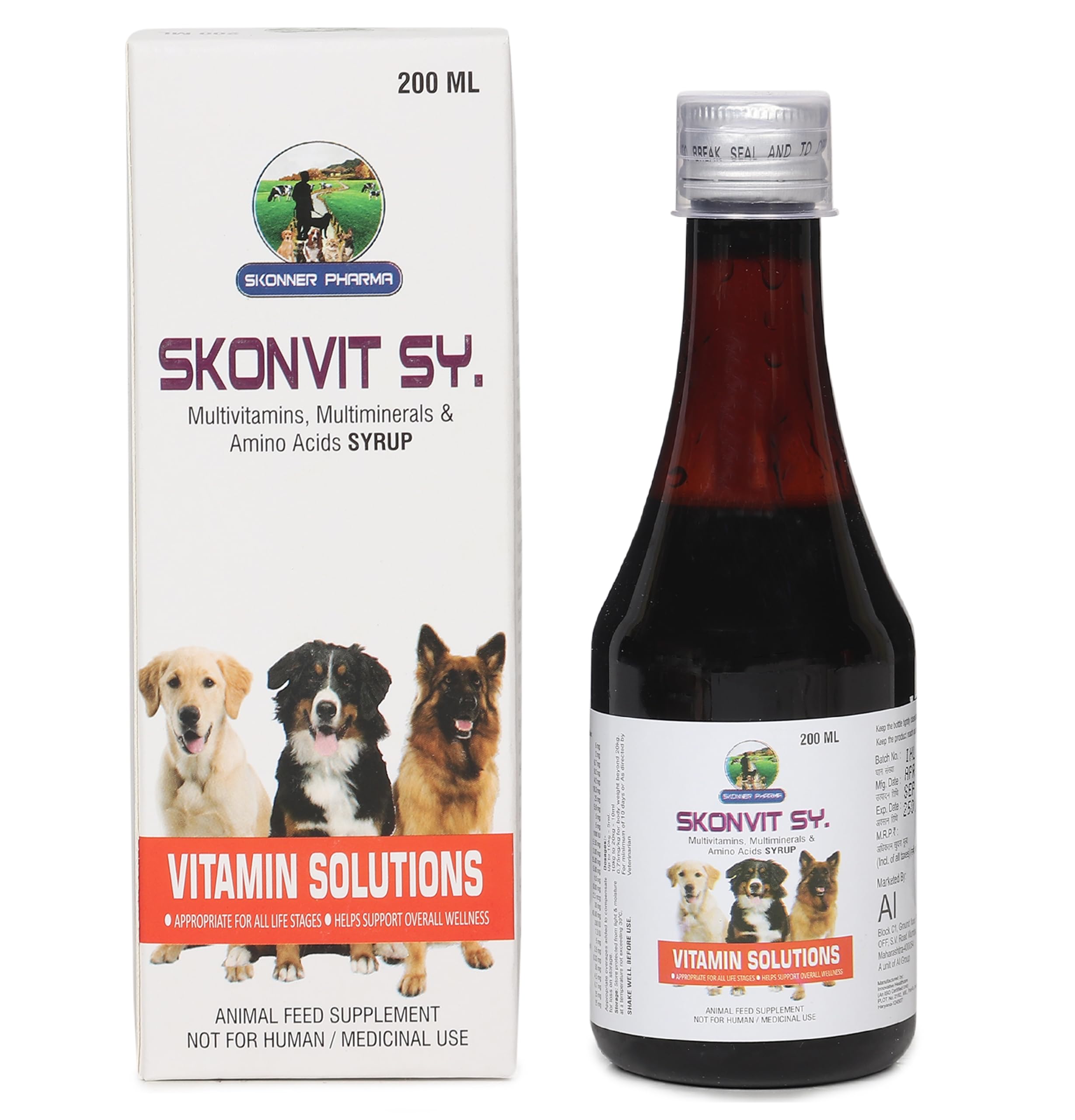 SKONNER PHARMA SKONVIT SY. Multivitamins Supplement for Dogs for Overall Wellness (200ml) (B0CV7GM5BM) Amazon Price History, Amazon Price Tracker
