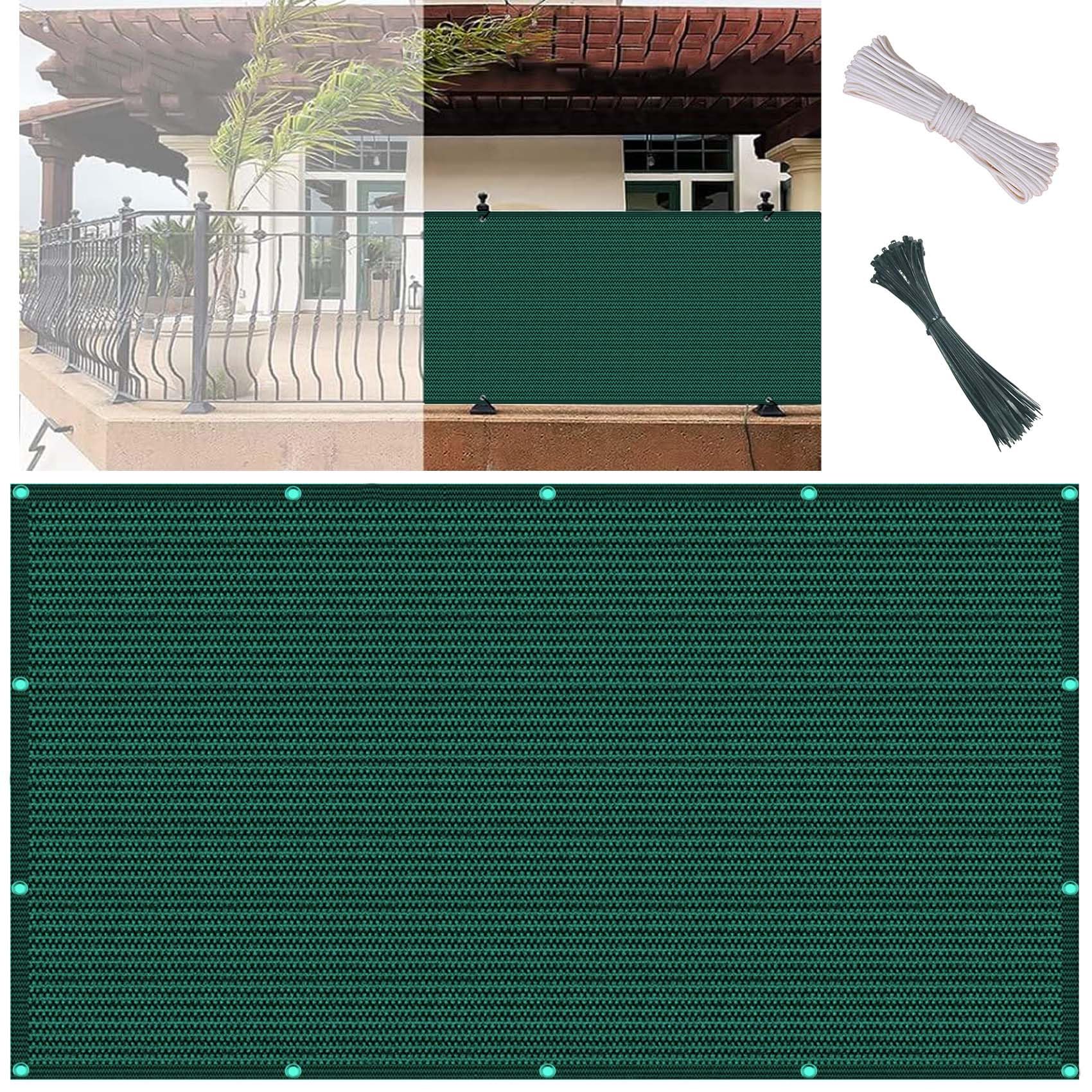 GardenCover 95 x 550 cm, odporna na rozdarcie i wiatroszczelna, ochrona wizualna, na patio i balkon, w zestawie opaski kablowe i sznurki, zielona osłona zewnętrzna