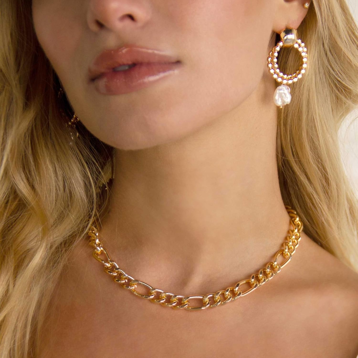 Ettika Women's Chain Necklace. Cuffed Love 18k Gold Plated Chain Link Choker Necklace. Fashion Jewelry and Accessory.