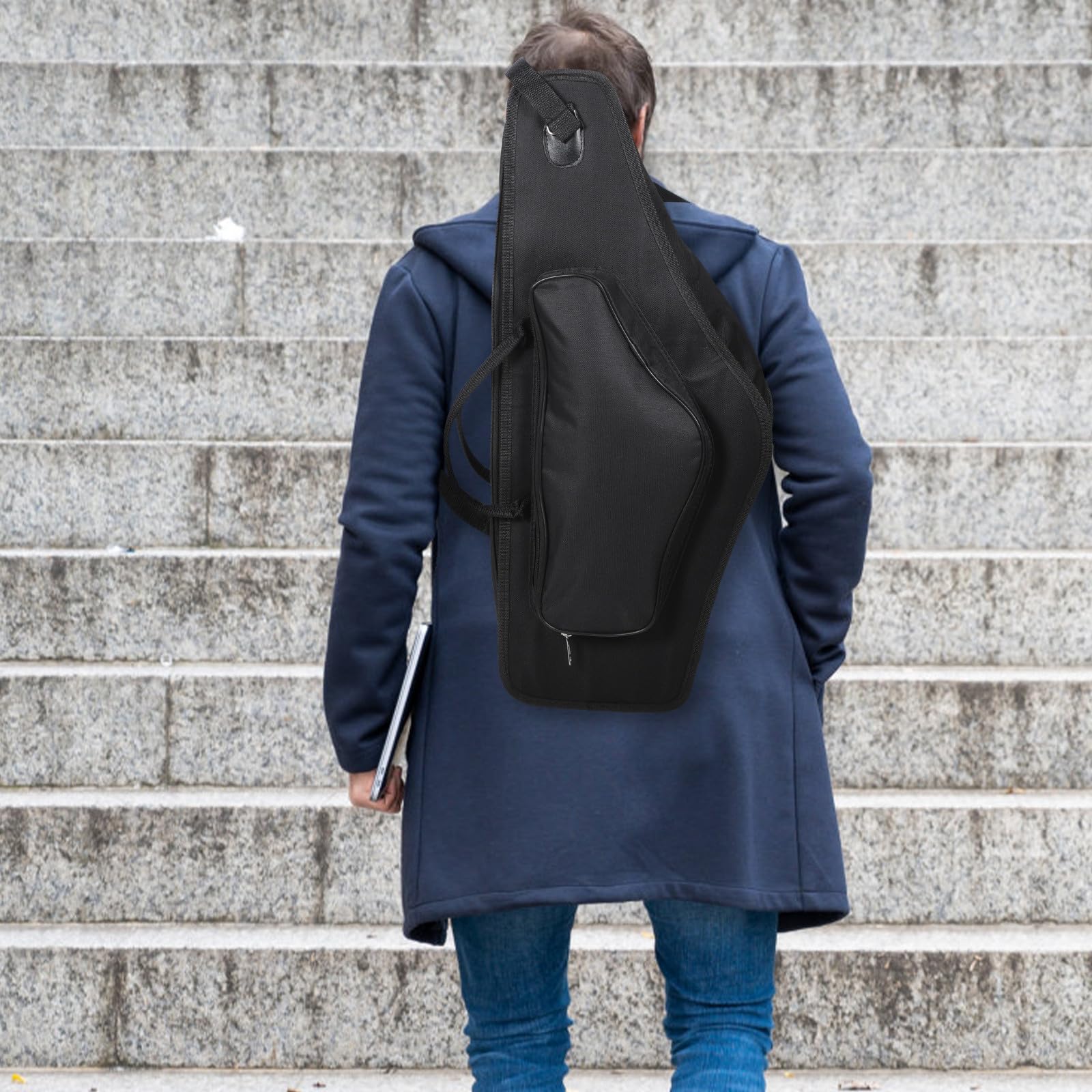 Custodia per Sassofono Contralto Maniglia e Spallacci Ergonomici, Borsa Imbottita Tasca Esterna, per Trasporto Comodo in Concerti