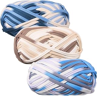 3 Pieces 100 g T-Shirt Yarn Knitting Crochet Yarn Pet Cave T-Shirt Yarn, Fabric Yarn Weaving Loom Yarn Knit Basket Crochet Bag Materials Dream Catcher Yarn Total 90 m/ 295 Feet (Assorted Color)