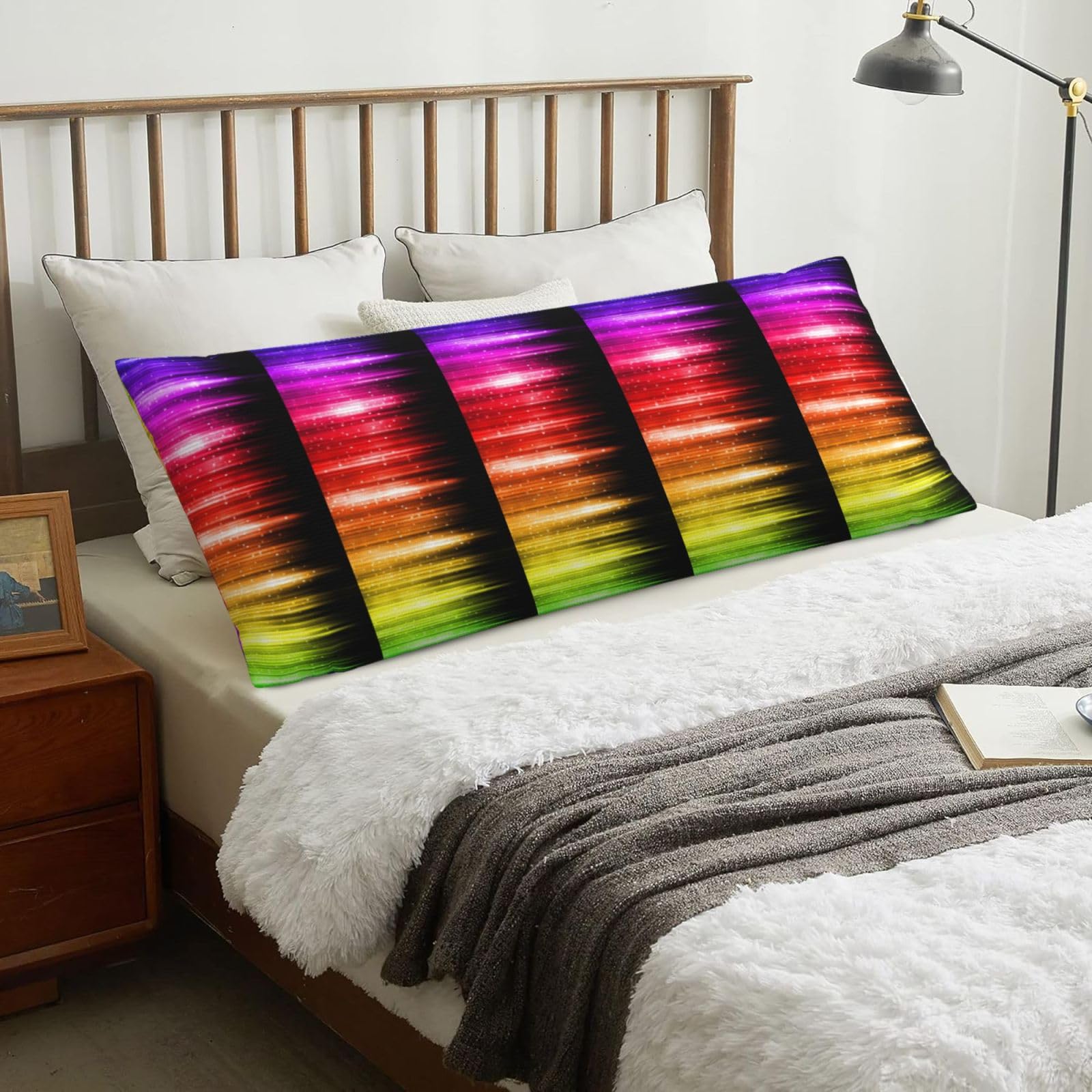 Rainbow Glitter, Body Pillow Cover with Zipper,Long Body Pillowcase 20 x 60 in