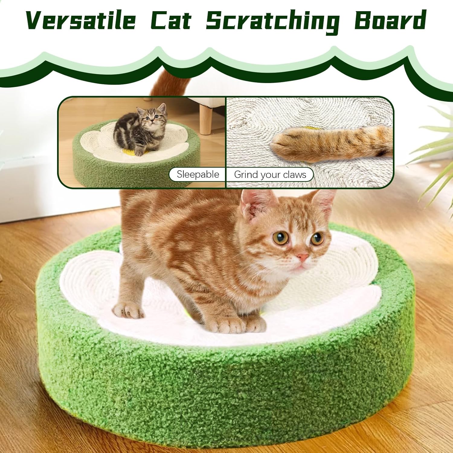 review Cat Scratcher Cardboard Bed, Lounge Couch for Indoor Cats with Anti-Slip, 2 in 1 Cat Scratch Pad Bowl Nest 15.3