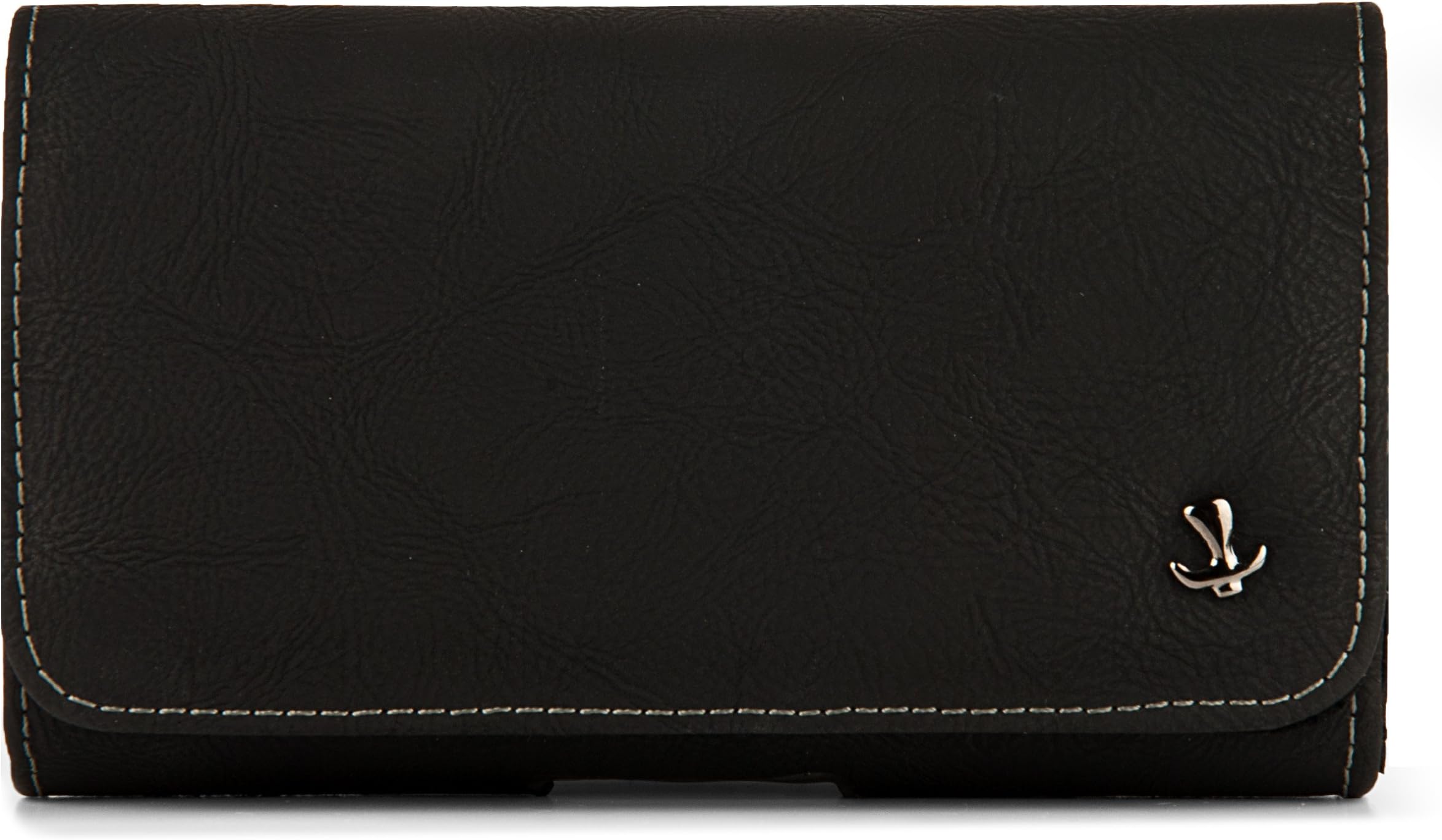 SLectionAccess Horizontal Vegan Leather Pouch Case with Belt Clip and Magnetic Flap (L) Interior Dimensions 5.2 x 3 x 0.7 Inches - Retail Packaging - Black