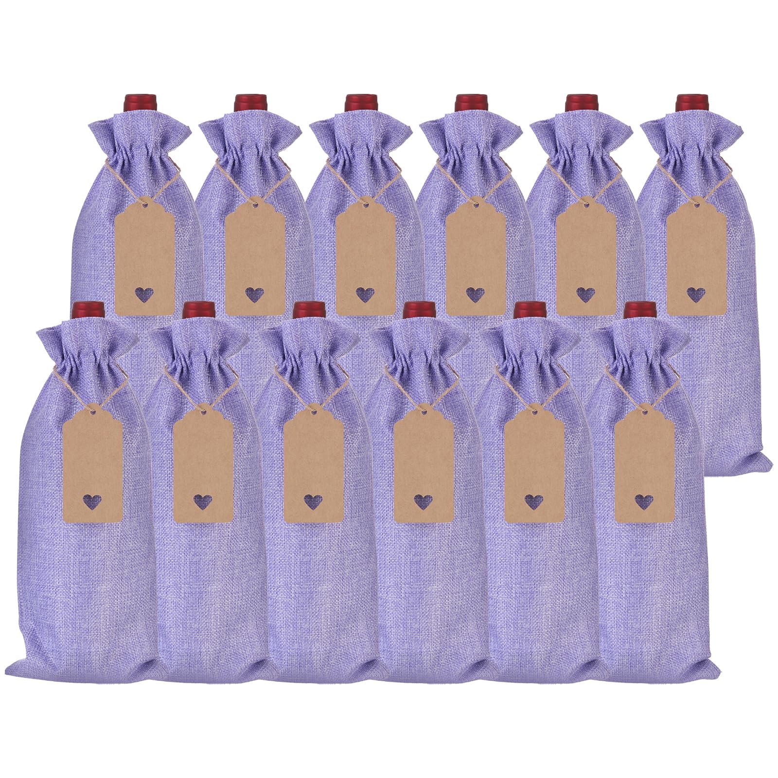 Sacs à vin réutilisables violets avec étiquettes pour pochettes cadeaux de mariage
