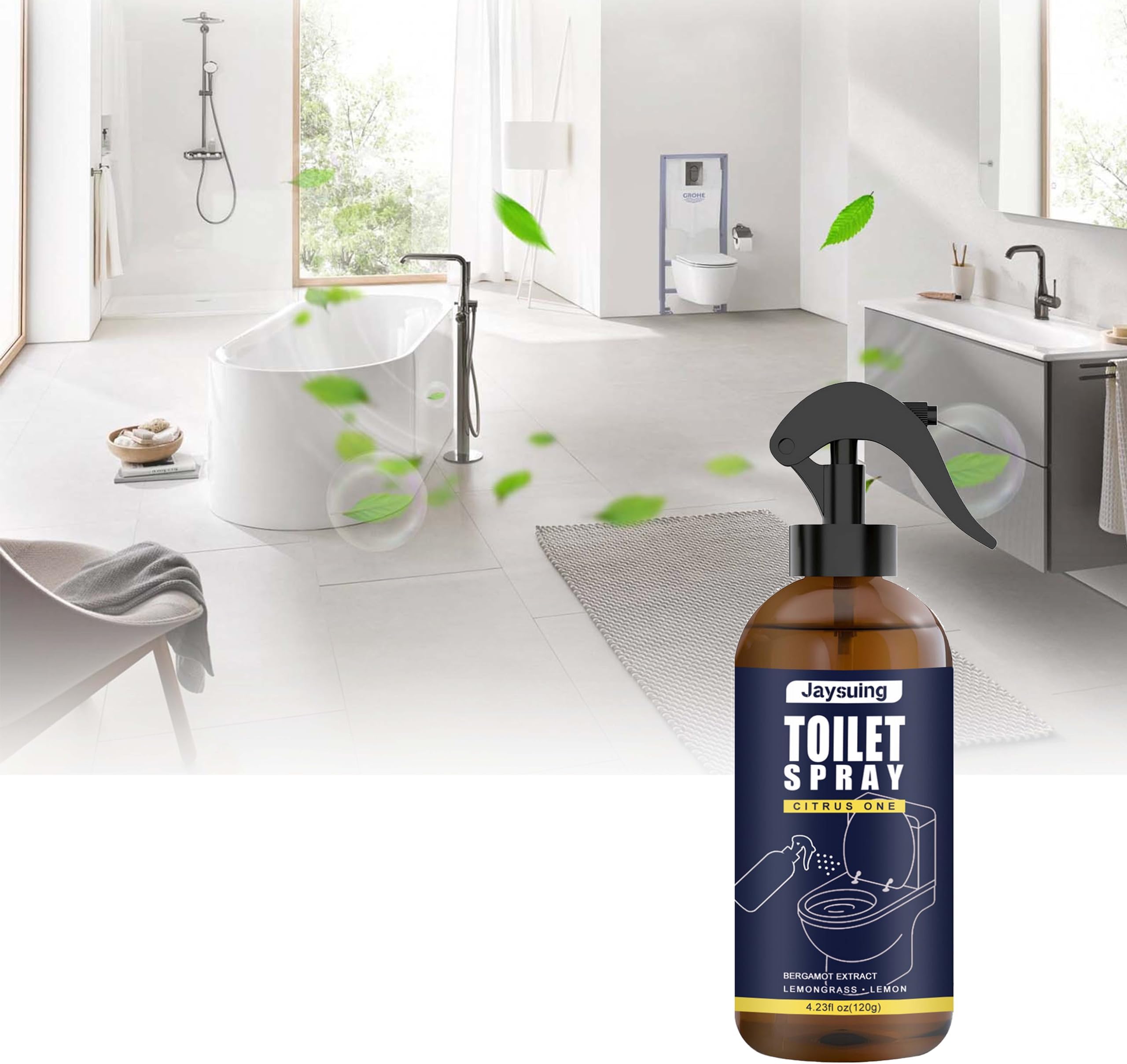 Bathroom freshener spray, Toilet Deodorant Spray, Pre-Potty Spray Bathroom Poop Spray, Freshener Spray, Easy to create a fresh, clean bathroom, Travel Pack 120ml (1PC)