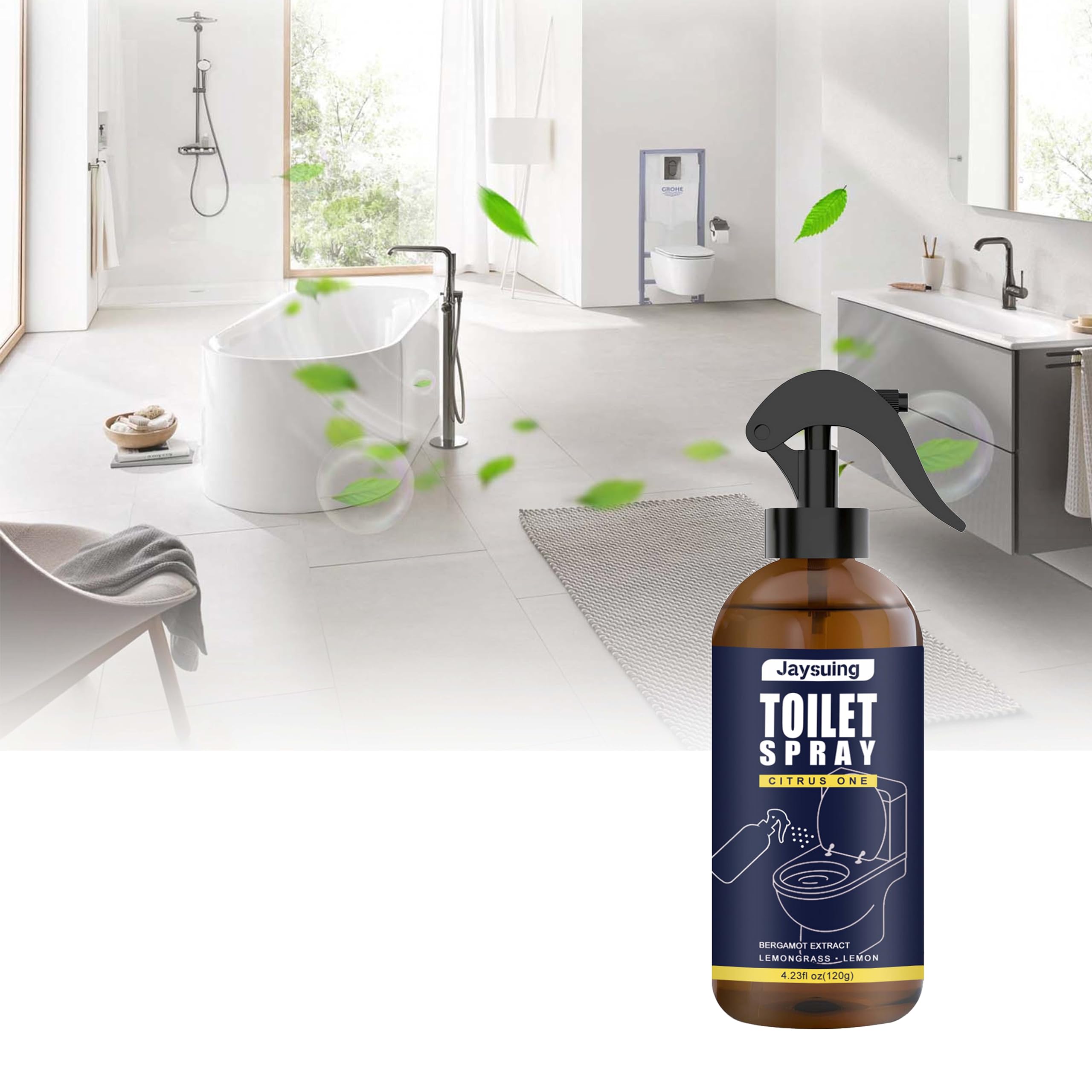 Bathroom freshener spray, Toilet Deodorant Spray, Pre-Potty Spray Bathroom Poop Spray, Freshener Spray, Easy to create a fresh, clean bathroom, Travel Pack 120ml (1PC)